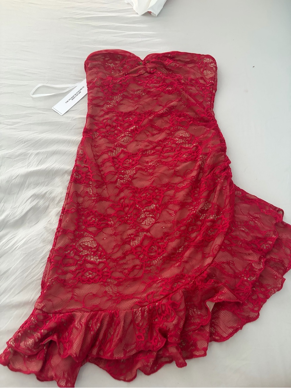 Princess Polly Red Lace Strapless Mini Dress